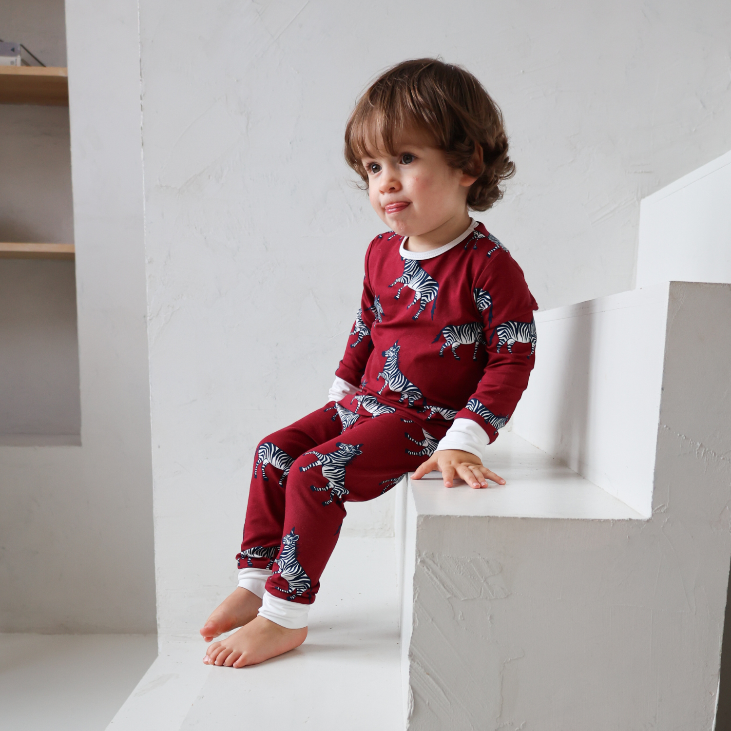 Pyjamas-set för barn Burgundy Zebra