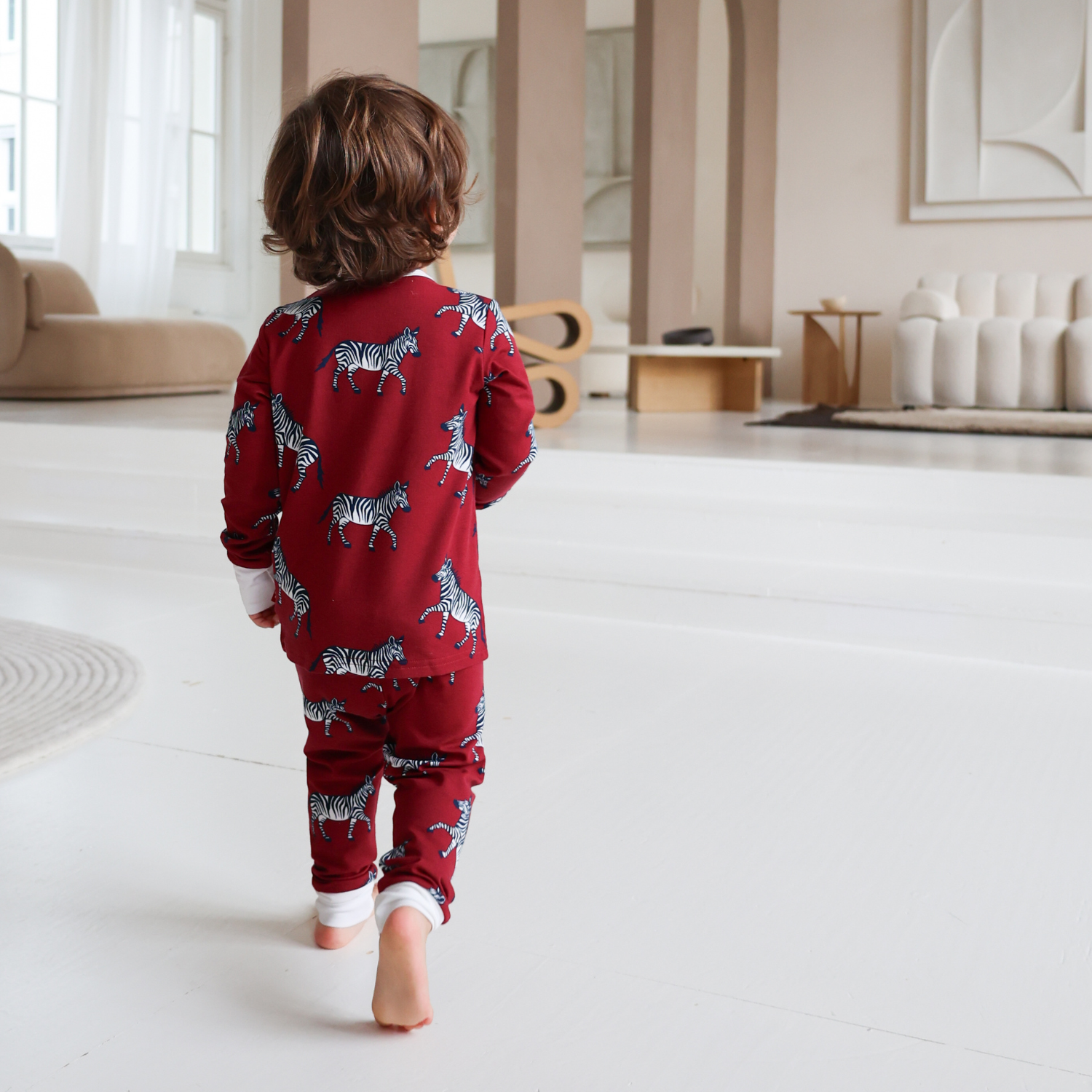 Pyjamas-sæt til børn Burgundy Zebra